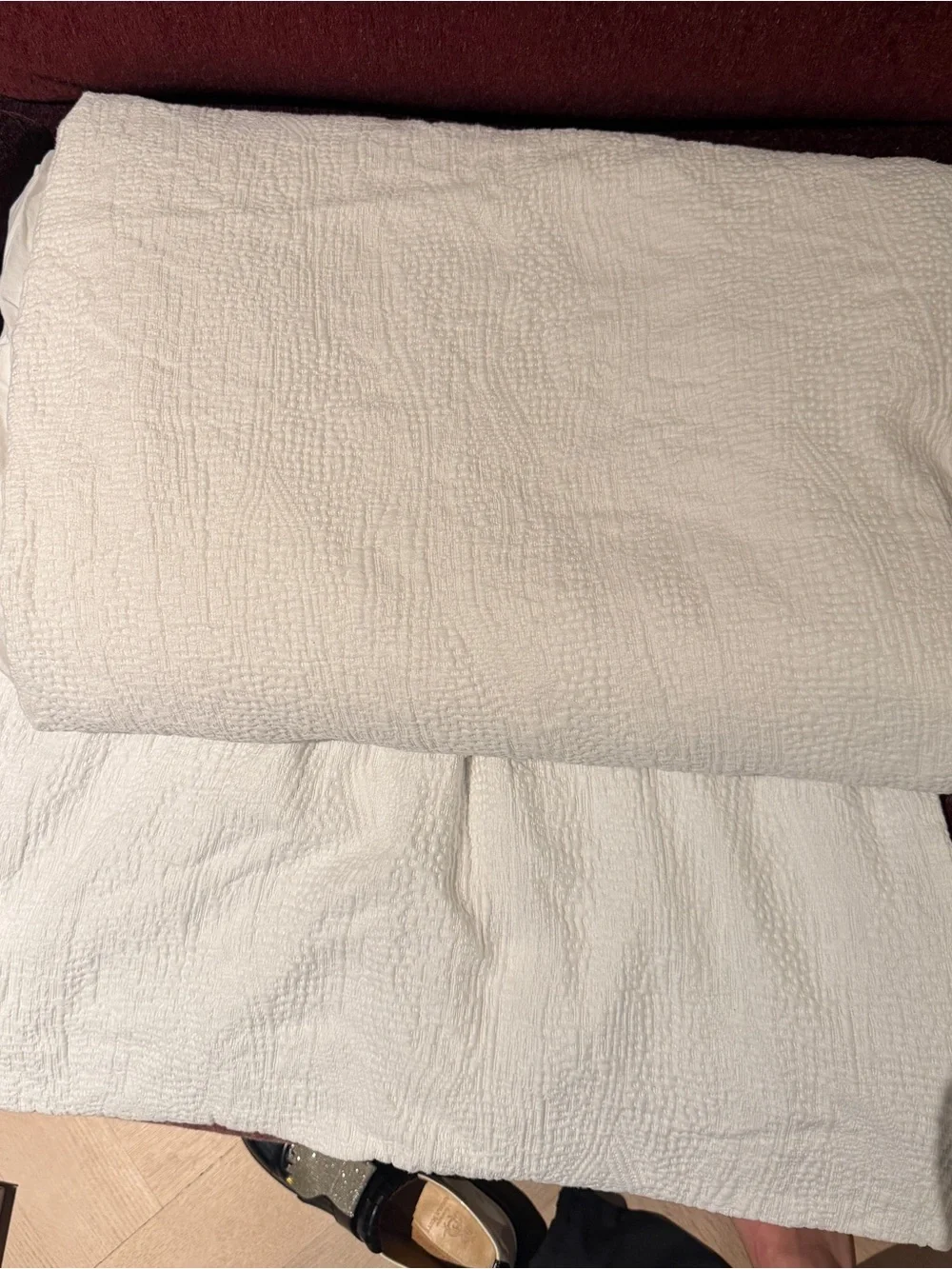 West Elm White Matelassé Duvet Cover & 2 Euro Shams